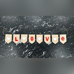 NWT Brand Love & Cupcakes 6-foot LOVE Adjustable Burlap Banner